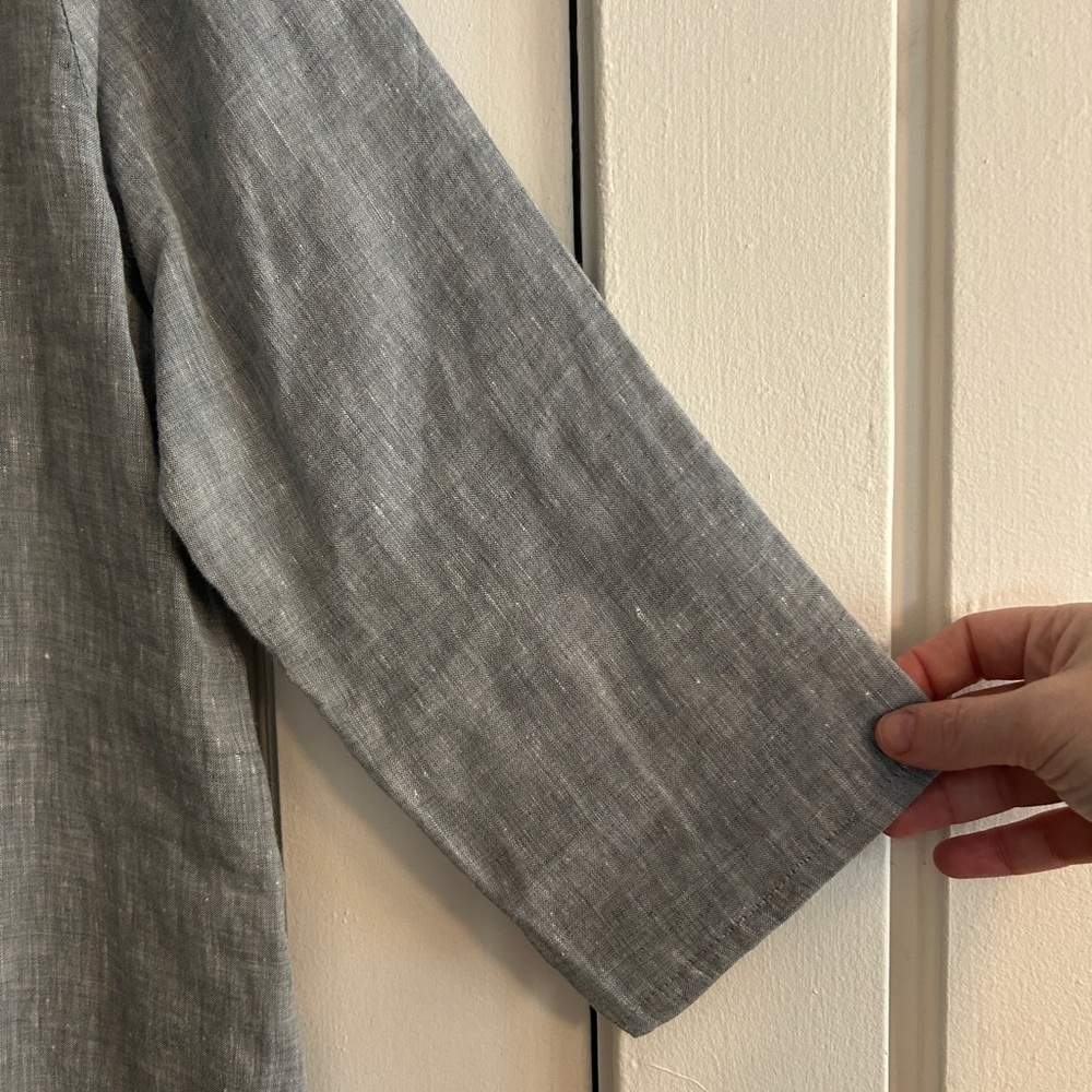 Eileen Fisher Light Gray Button-Up Tunic 100% Organic Linen Women’s Small - Picture 10 of 13